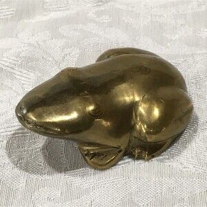 Vintage Brass Frog Figurine Shelf Decor